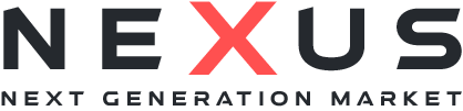 Nexus Market logo showing a stylized, futuristic 'N' in blue and white with digital circuit accents